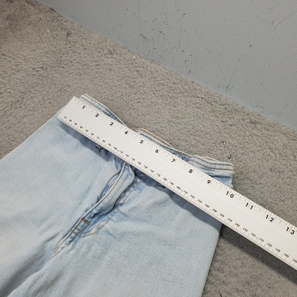 Zara Jeans Womens 9 Blue Denim High Rise Adjustable Waist Frayed Hem Wide Leg - Picture 4 of 7